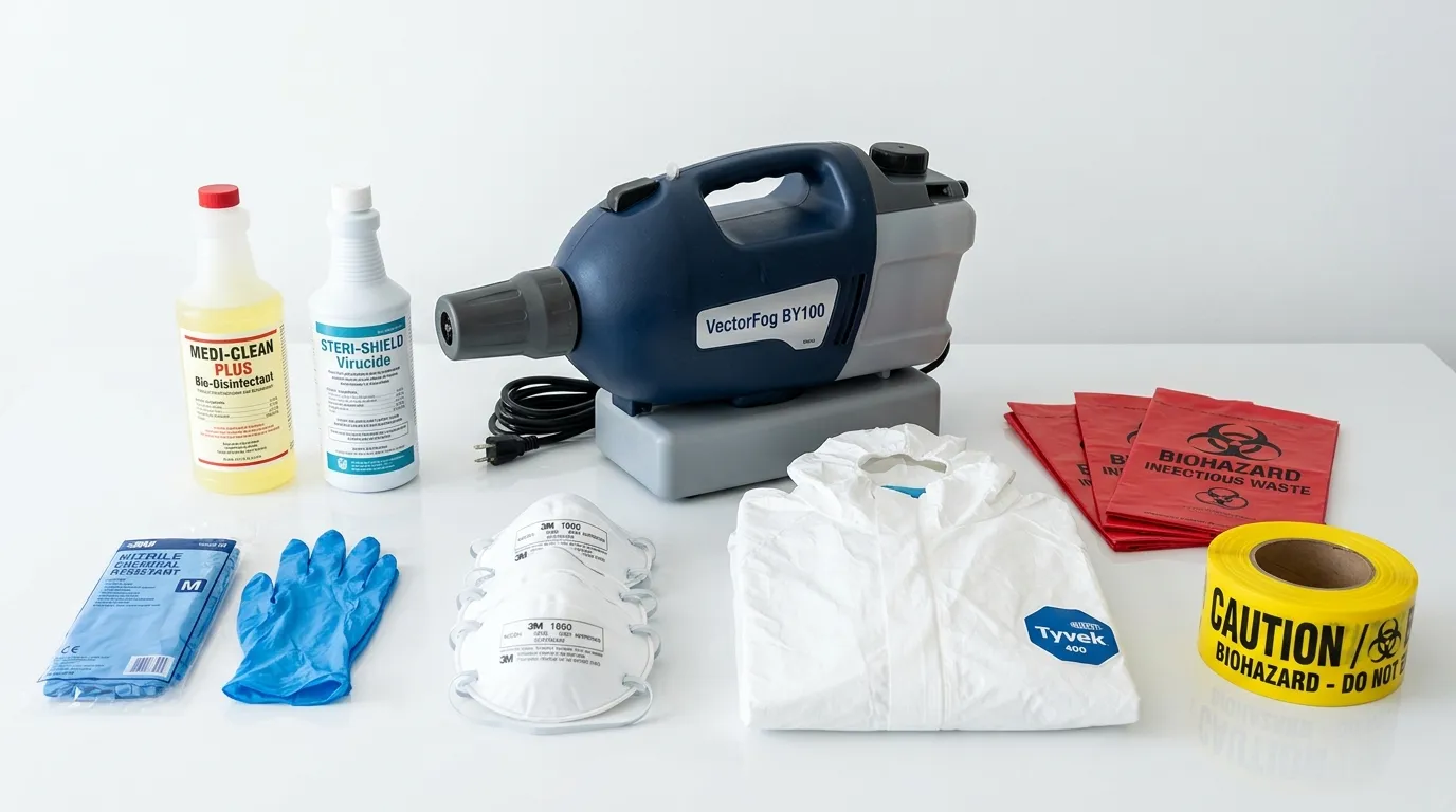 Professional biohazard remediation crew working in Adelphi